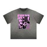 Faded Distressed Y2K Anime Graphic Tee-INNBLAC Fashion Apparel