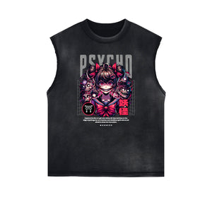 Sleeveless Thick Y2K Anime Graphic Tee-INNBLAC Fashion Apparel