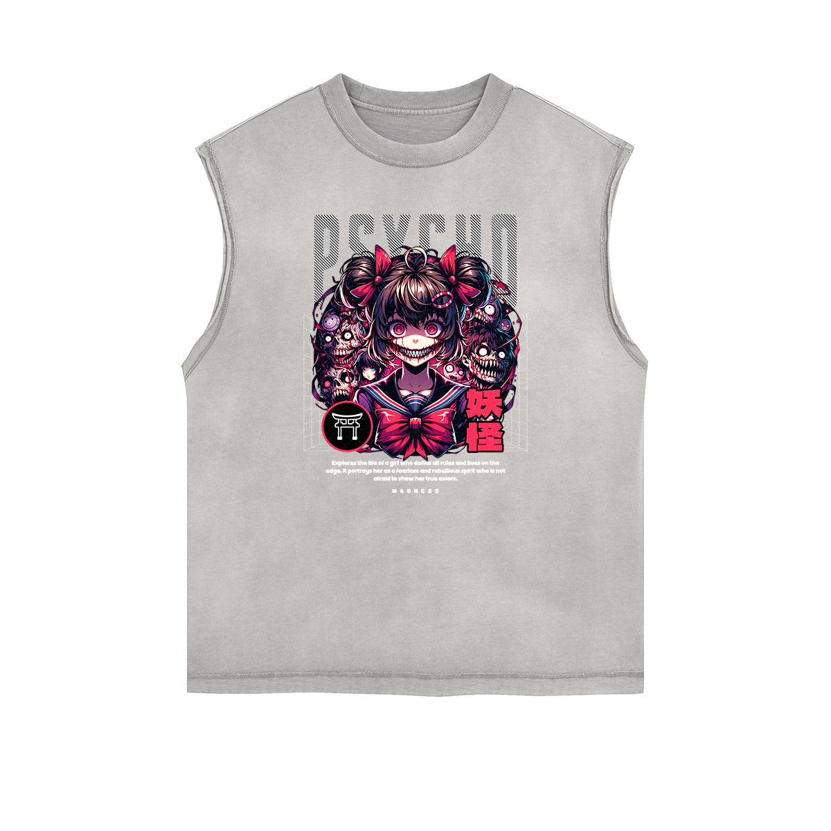 Washed Faded Y2K Anime Pattern Tank Top-INNBLAC Fashion Apparel