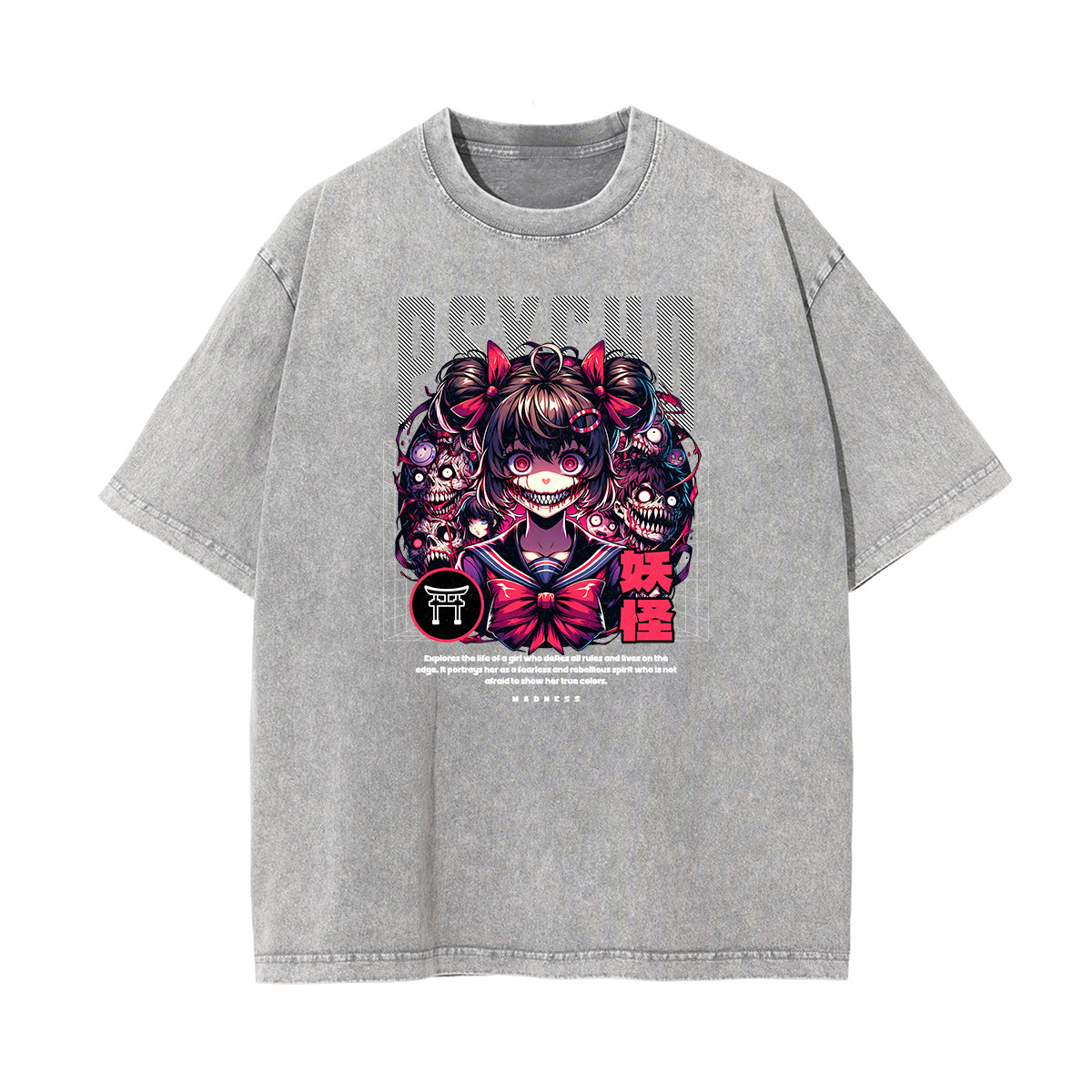 Washed Faded Y2K Anime Pattern Tee-INNBLAC Fashion Apparel