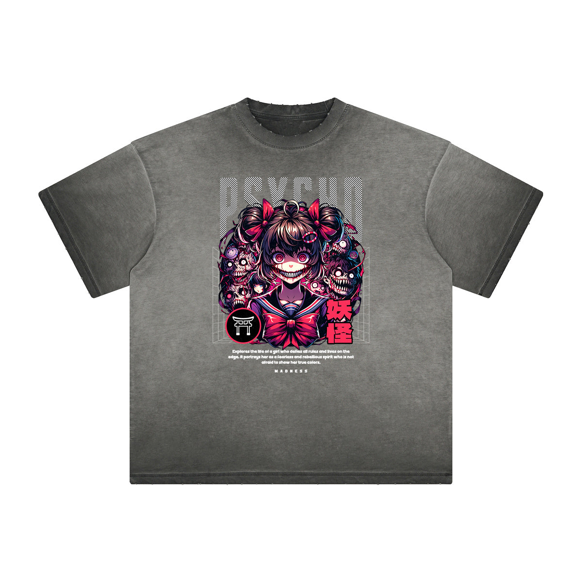 Faded Distressed Y2K Anime Graphic Tee-INNBLAC Fashion Apparel