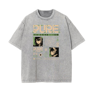 Washed Faded Y2K Anime Pattern Tee-INNBLAC Fashion Apparel