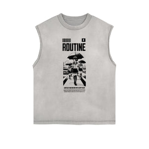 Washed Faded Y2K Anime Pattern Tank Top-INNBLAC Fashion Apparel