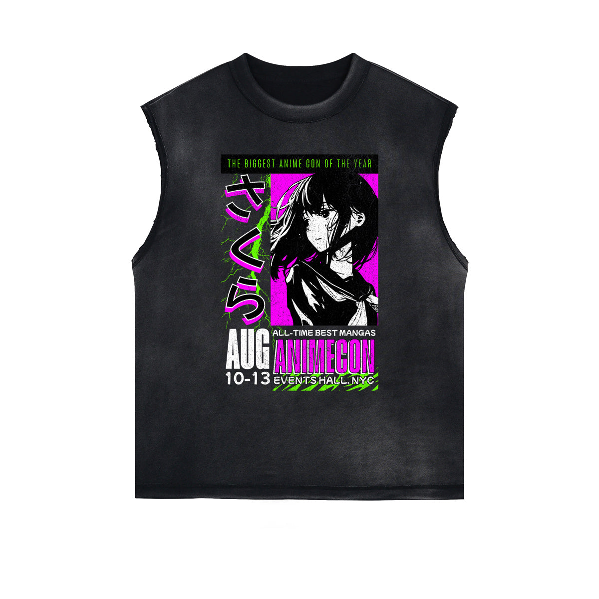 Sleeveless Thick Y2K Anime Graphic Tee-INNBLAC Fashion Apparel