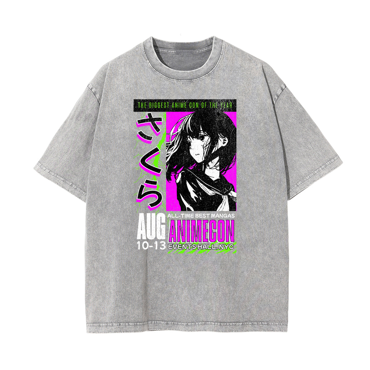 Washed Faded Y2K Anime Pattern Tee-INNBLAC Fashion Apparel