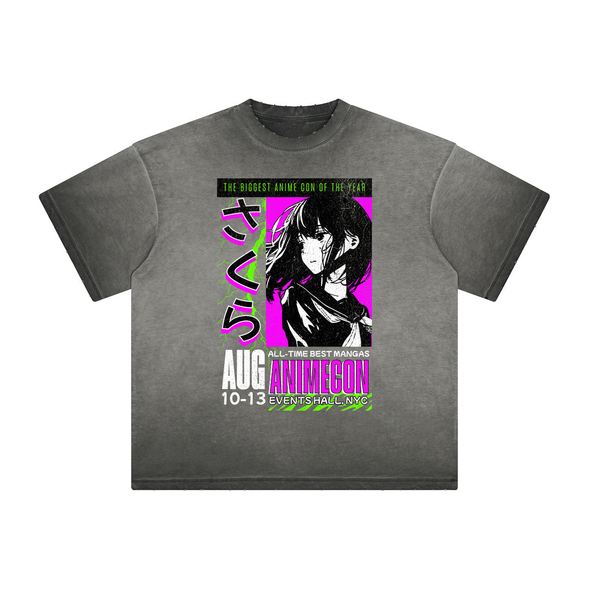 Faded Distressed Y2K Anime Graphic Tee-INNBLAC Fashion Apparel