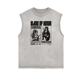 Washed Faded Y2K Anime Pattern Tank Top-INNBLAC Fashion Apparel