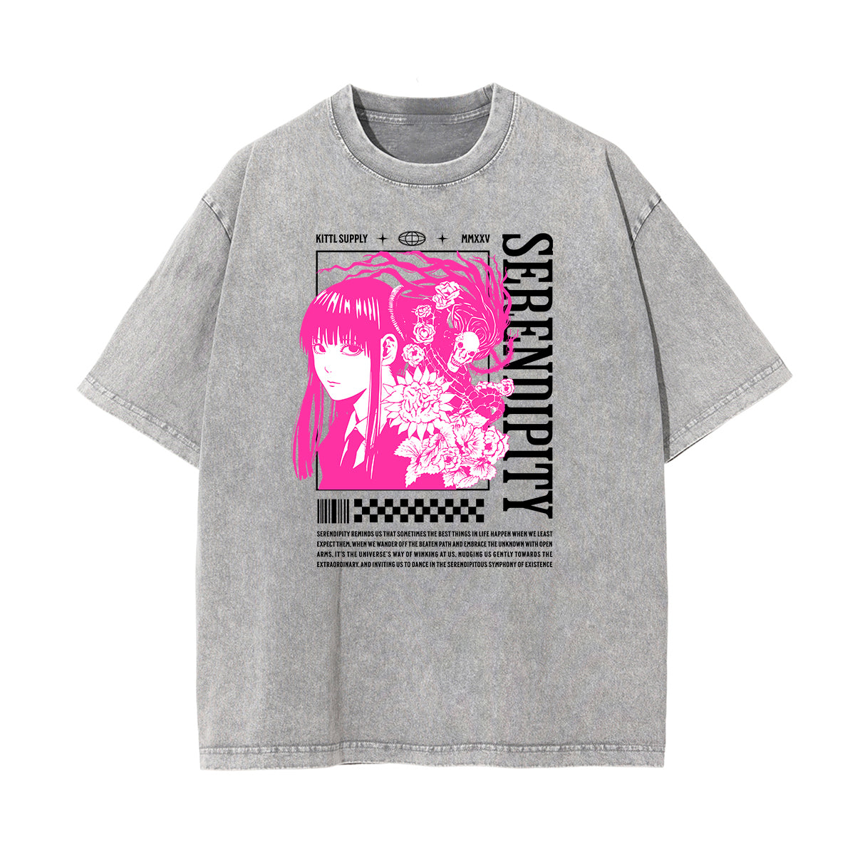 Washed Faded Y2K Anime Pattern Tee-INNBLAC Fashion Apparel