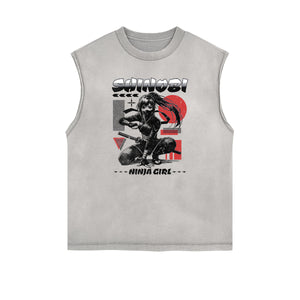 Washed Faded Y2K Anime Pattern Tank Top-INNBLAC Fashion Apparel