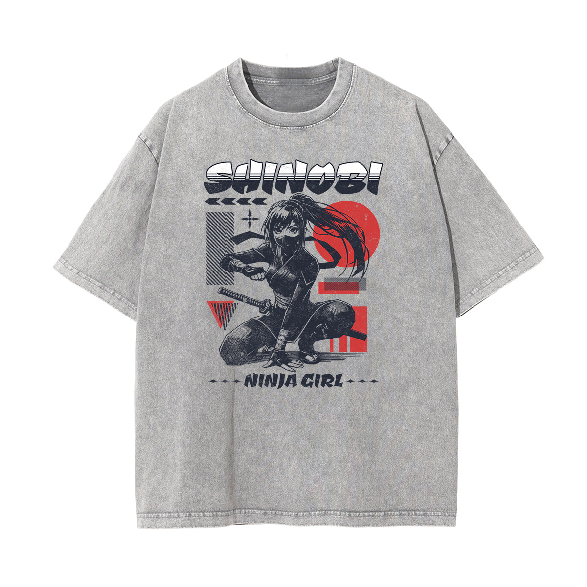 Washed Faded Y2K Anime Pattern Tee-INNBLAC Fashion Apparel