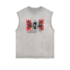 Washed Faded Y2K Anime Pattern Tank Top-INNBLAC Fashion Apparel