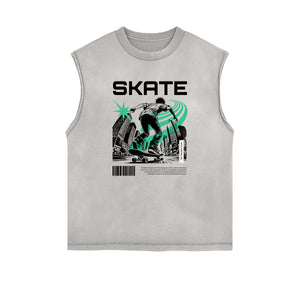 Washed Faded Y2K Anime Pattern Tank Top-INNBLAC Fashion Apparel