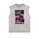 Washed Faded Y2K Anime Pattern Tank Top-INNBLAC Fashion Apparel