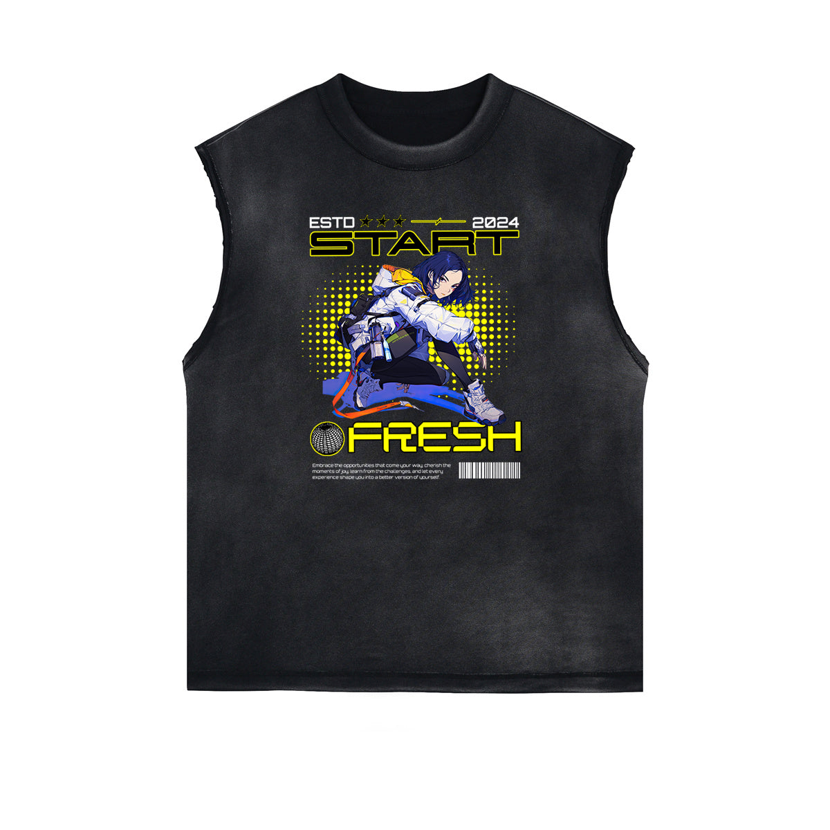 Sleeveless Thick Y2K Anime Graphic Tee-INNBLAC Fashion Apparel