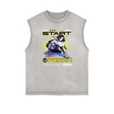 Washed Faded Y2K Anime Pattern Tank Top-INNBLAC Fashion Apparel