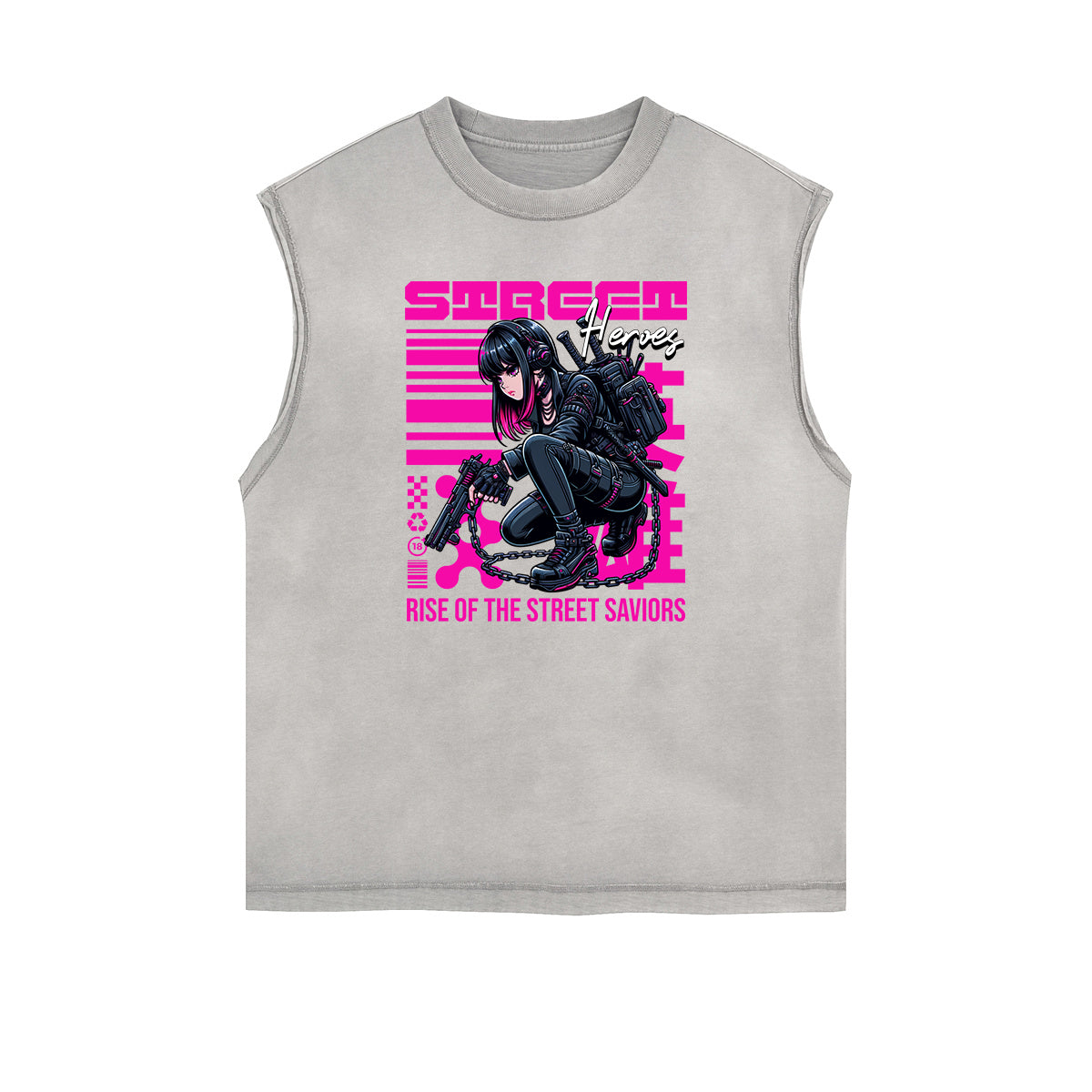 Washed Faded Y2K Anime Pattern Tank Top-INNBLAC Fashion Apparel