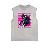 Washed Faded Y2K Anime Pattern Tank Top-INNBLAC Fashion Apparel