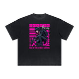 Heavyweight Distressed Y2K Anime Pattern Tee-INNBLAC Fashion Apparel