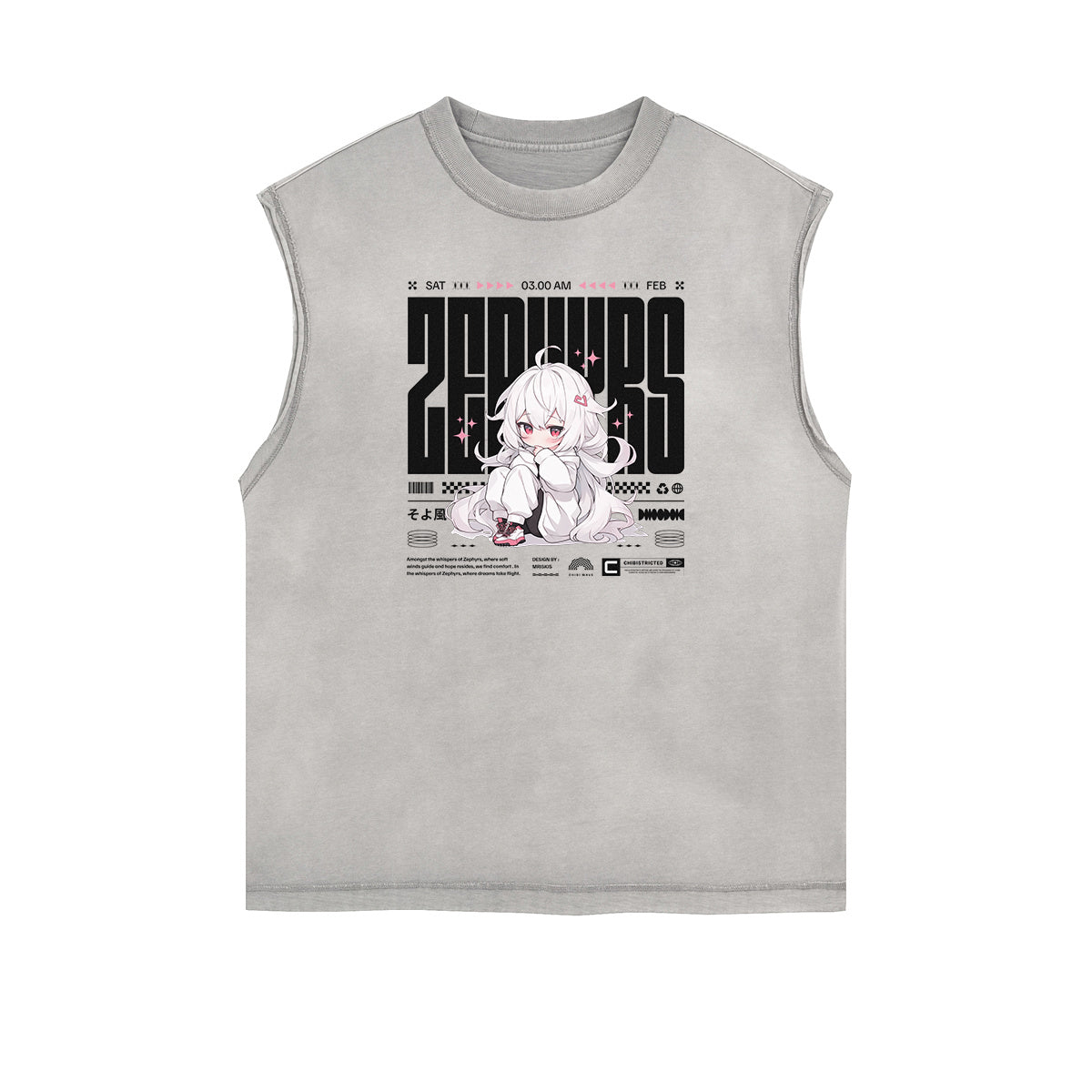 Washed Faded Y2K Anime Pattern Tank Top-INNBLAC Fashion Apparel