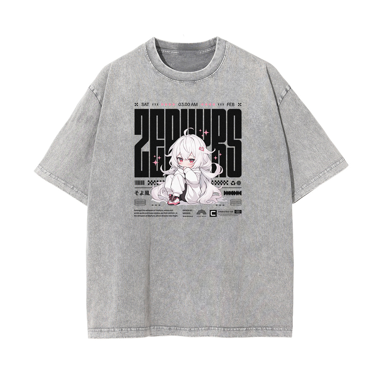 Washed Faded Y2K Anime Pattern Tee-INNBLAC Fashion Apparel