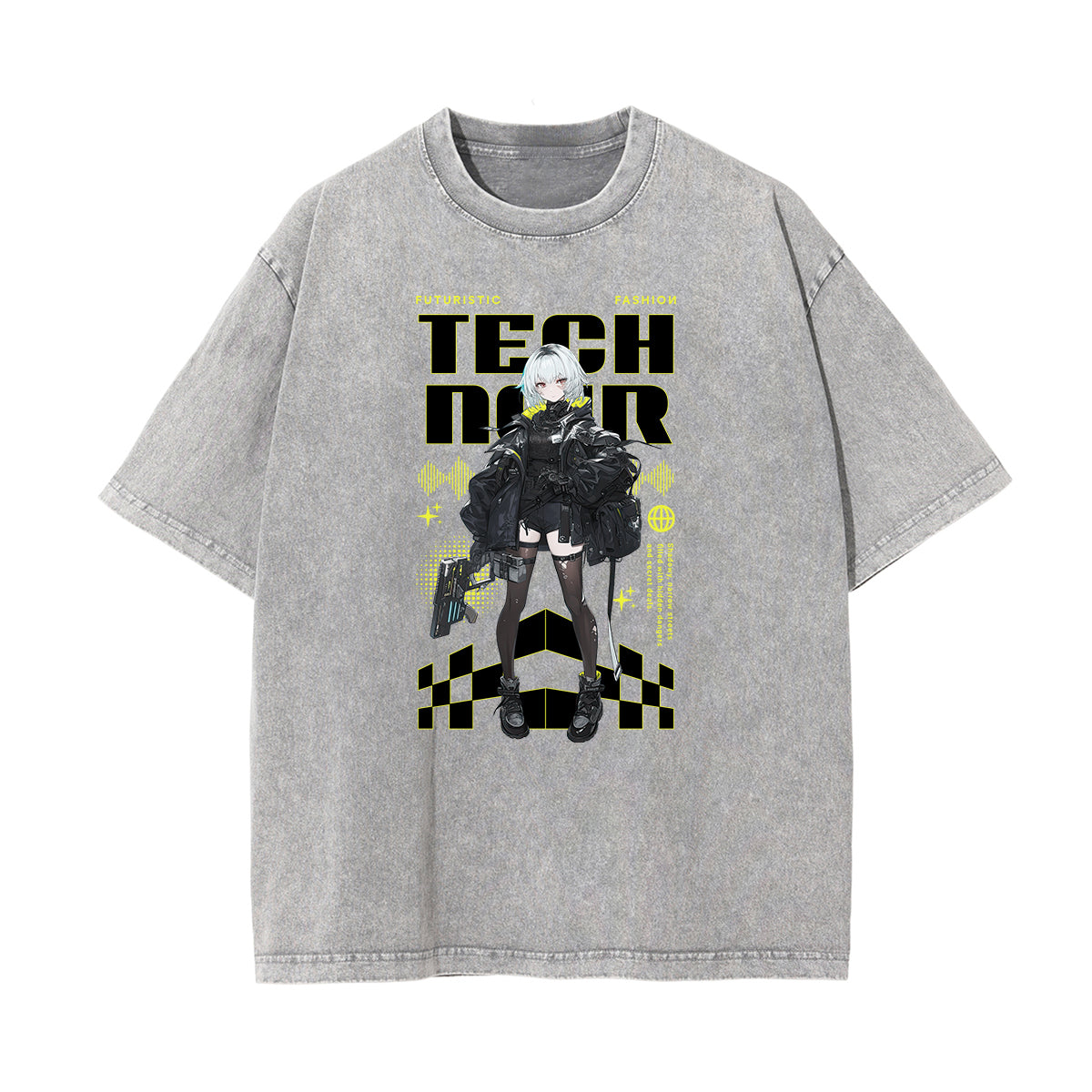 Washed Faded Y2K Anime Pattern Tee-INNBLAC Fashion Apparel