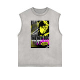 Washed Faded Y2K Anime Pattern Tank Top-INNBLAC Fashion Apparel