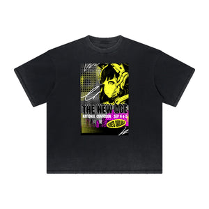 Heavyweight Distressed Y2K Anime Pattern Tee-INNBLAC Fashion Apparel