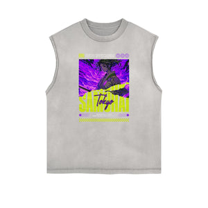 Washed Faded Y2K Anime Pattern Tank Top-INNBLAC Fashion Apparel