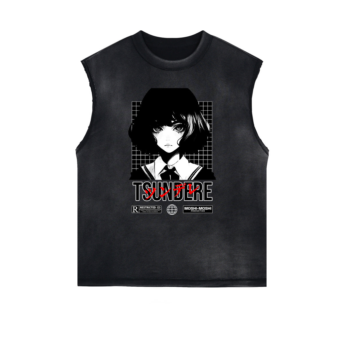 Sleeveless Y2K Anime Streetwear Graphic Tee-INNBLAC Fashion Apparel