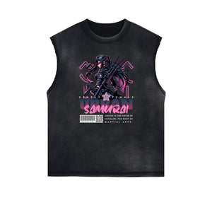 Sleeveless Y2K Anime Streetwear Graphic Tee-INNBLAC Fashion Apparel