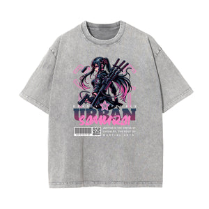 Gray Y2K Anime Streetwear Graphic Tee-INNBLAC Fashion Apparel