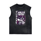 Sleeveless Y2K Anime Streetwear Graphic Tee-INNBLAC Fashion Apparel