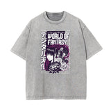 Gray Y2K Anime Streetwear Graphic Tee-INNBLAC Fashion Apparel