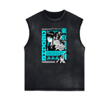 Sleeveless Y2K Anime Streetwear Graphic Tee-INNBLAC Fashion Apparel