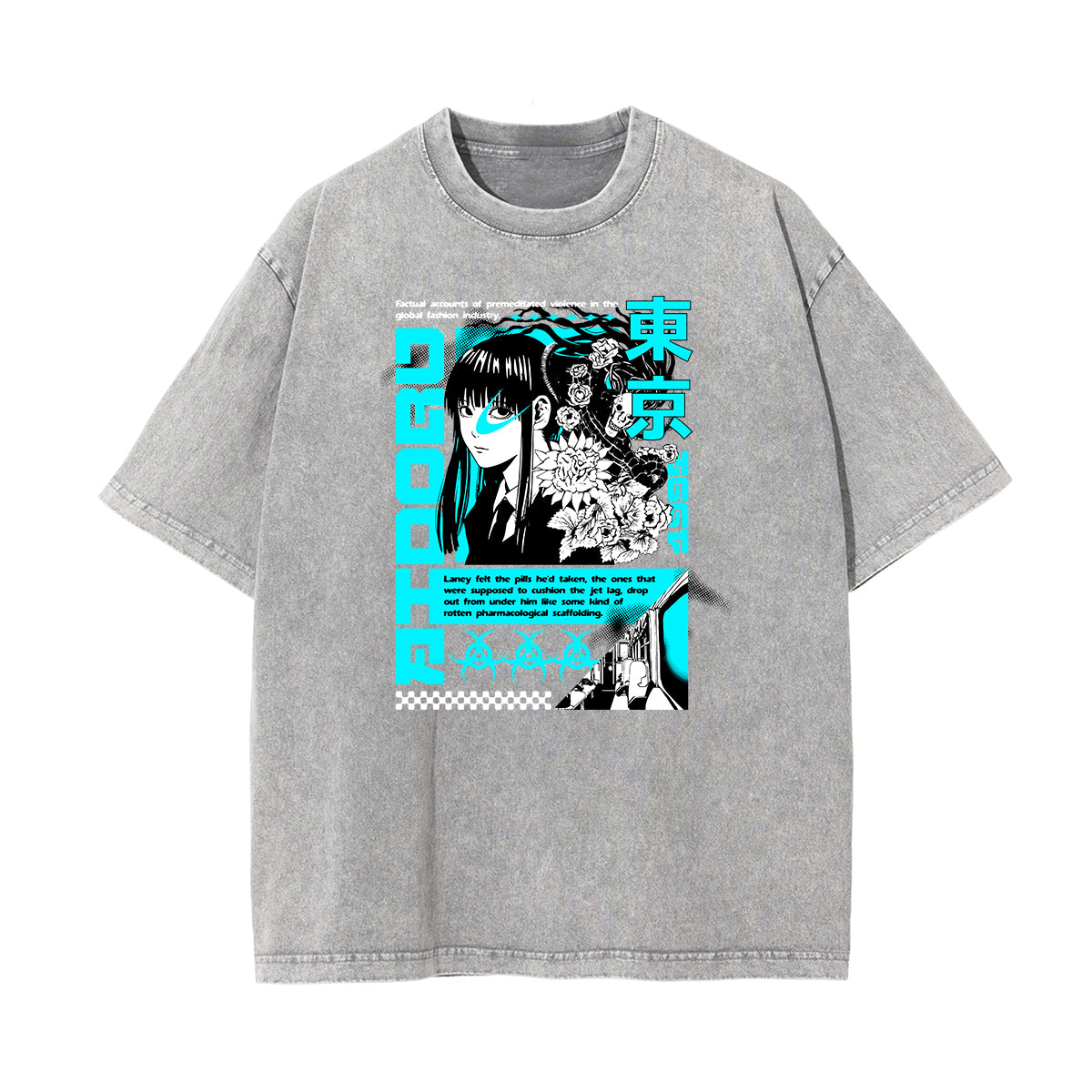 Gray Y2K Anime Streetwear Graphic Tee-INNBLAC Fashion Apparel