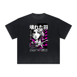 Distressed Y2K Anime Streetwear Graphic Tee-INNBLAC Fashion Apparel