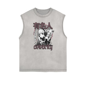 Y2K Anime Streetwear Graphic Tank Top-INNBLAC Fashion Apparel