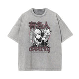 Gray Y2K Anime Streetwear Graphic Tee-INNBLAC Fashion Apparel