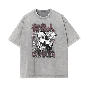 Gray Y2K Anime Streetwear Graphic Tee-INNBLAC Fashion Apparel