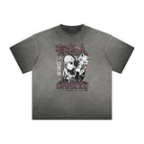 Distressed Y2K Anime Streetwear Pattern Tee-INNBLAC Fashion Apparel