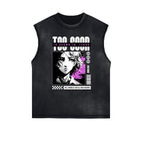 Sleeveless Y2K Anime Streetwear Graphic Tee-INNBLAC Fashion Apparel