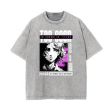 Gray Y2K Anime Streetwear Graphic Tee-INNBLAC Fashion Apparel