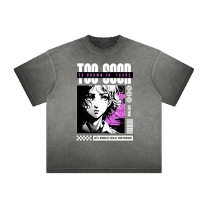 Distressed Y2K Anime Streetwear Pattern Tee-INNBLAC Fashion Apparel