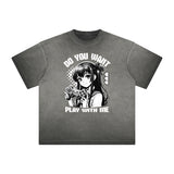 Distressed Y2K Anime Streetwear Pattern Tee-INNBLAC Fashion Apparel