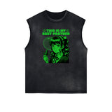 Sleeveless Y2K Anime Streetwear Graphic Tee-INNBLAC Fashion Apparel