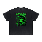 Distressed Y2K Anime Streetwear Graphic Tee-INNBLAC Fashion Apparel