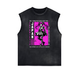 Sleeveless Y2K Anime Streetwear Graphic Tee-INNBLAC Fashion Apparel