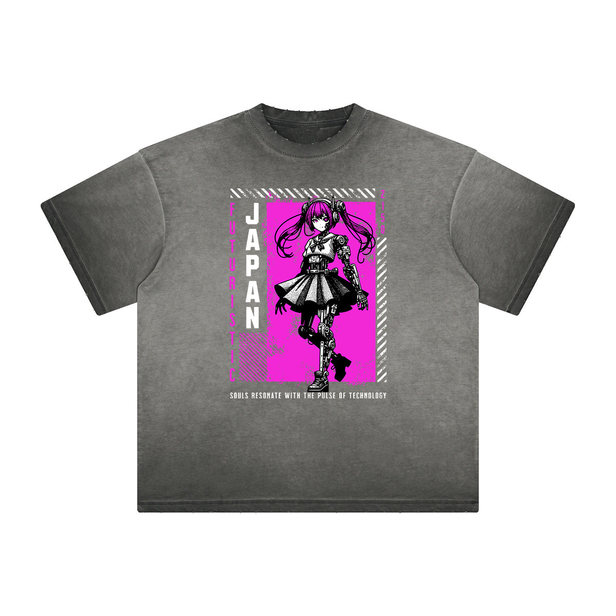 Distressed Y2K Anime Streetwear Pattern Tee-INNBLAC Fashion Apparel