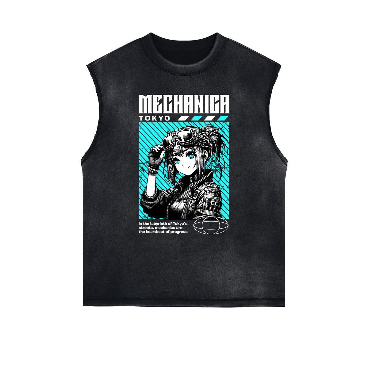 Sleeveless Y2K Anime Streetwear Graphic Tee-INNBLAC Fashion Apparel