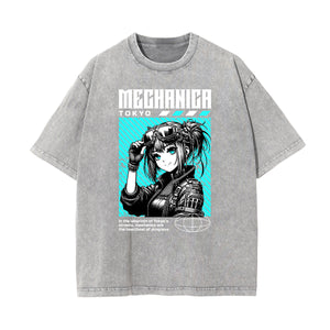 Gray Y2K Anime Streetwear Graphic Tee-INNBLAC Fashion Apparel